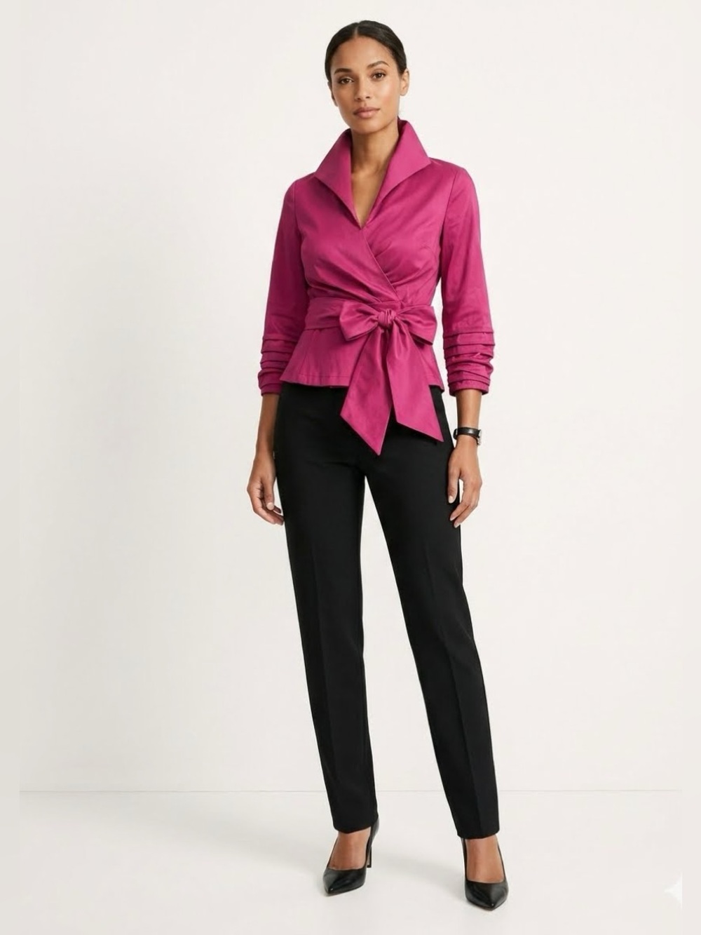 Tadashi Petite Structured Top with Peplum and Zip Back Size 4P Wedding Guest